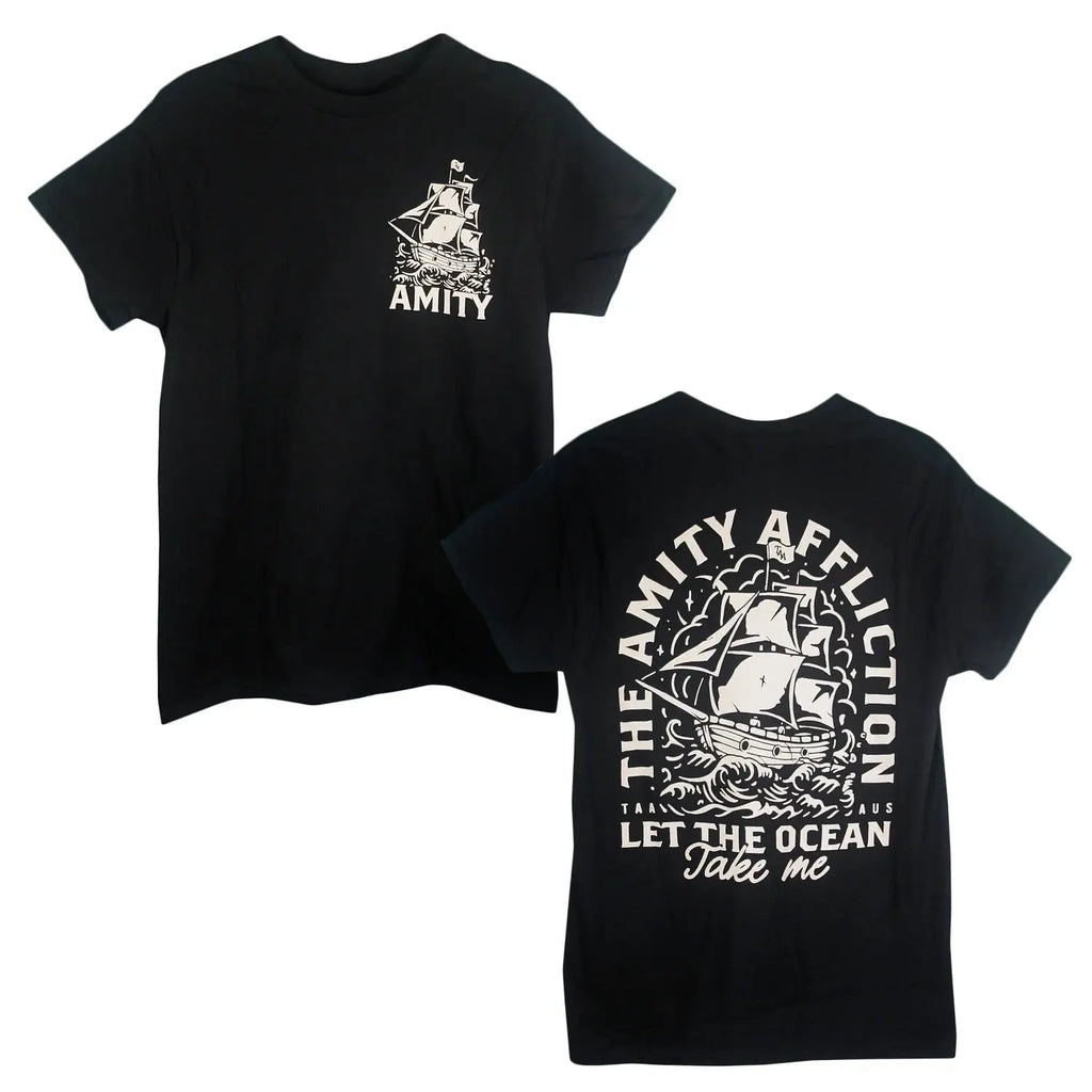 Official Amity Affliction Ocean Take Me Ship Black T-Shirt