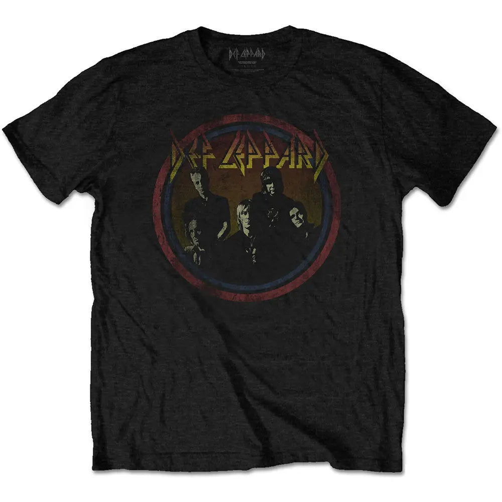 Def Leppard Vintage Circle Black T Shirt Twisted Thread NZ