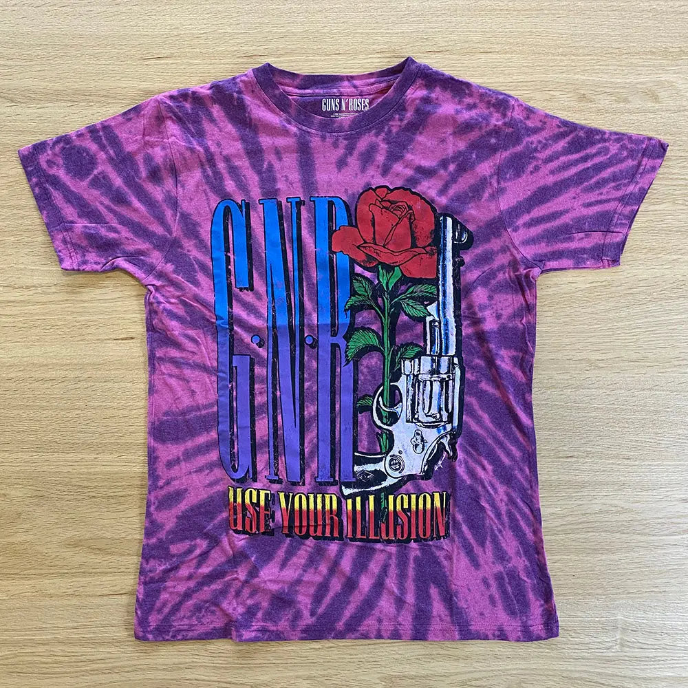 GNR Use Your Illusion Pistol Tie Dye Pink TShirt Twisted Thread