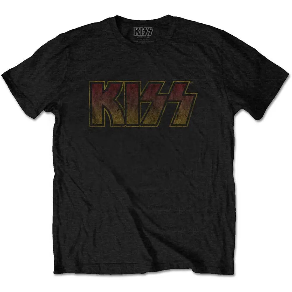 KISS Vintage Classic Logo Black T Shirt Twisted Thread NZ