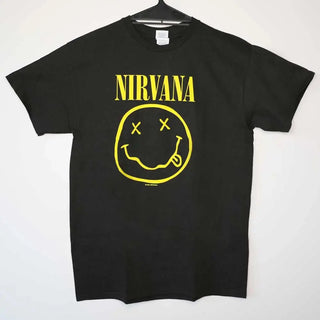 Nirvana - Happy Face (w/ Back Print) - Black T-Shirt Nirvana