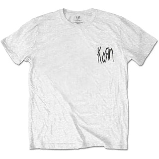 Korn - Scratched Type - White T-Shirt (w/Back Print) Korn