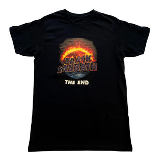 Black t-shirt with Black Sabbath 'The End' design on a white background