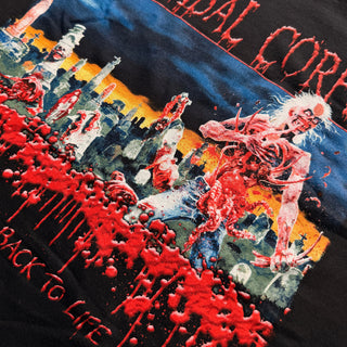 Gore-themed graphic with red liquid effects on a black background