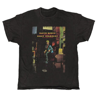 David Bowie - Ziggy Stardust Colourised - Black Vintage T-shirt David Bowie