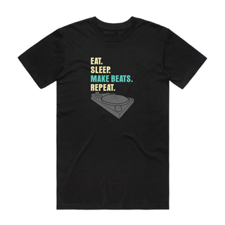 Eat Sleep Make Beats - Music T-Shirt - Black Backyard Tees