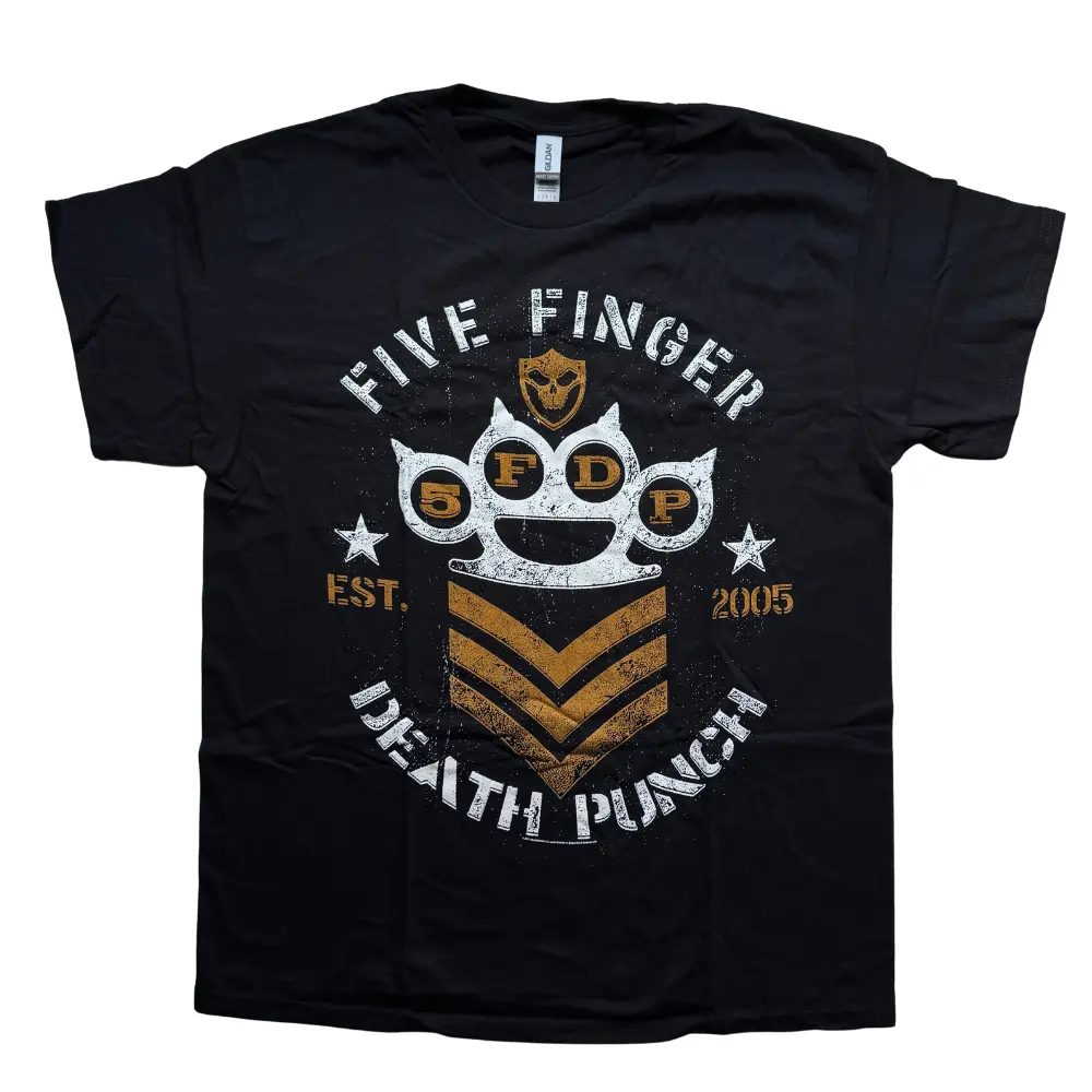 Five Finger Death Punch T-Shirt Ufficiale 'Locked & Loaded' | Maglia In Cotone, Manica Corta, Taglia XL, Nero