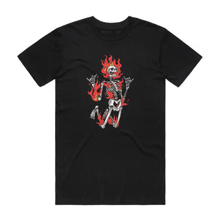 Flaming Skeleton  - Halloween T-Shirt - Black Backyard Tees