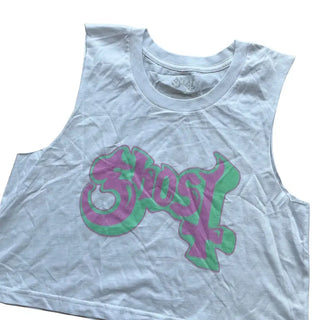 Ghost - Satanic Panic Logo - White Crop Tank Ghost
