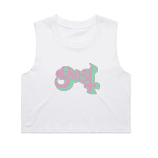 Ghost - Satanic Panic Logo - White Crop Tank Ghost