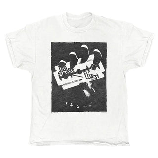 Judas Priest - British Steel Torn - White Vintage T-shirt Judas Priest