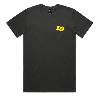 Lounge Dogs - Yellow Wolf - Charcoal Tee (W/Back) Lounge Dogs