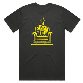 Lounge Dogs - Yellow Wolf - Charcoal Tee (W/Back) Lounge Dogs