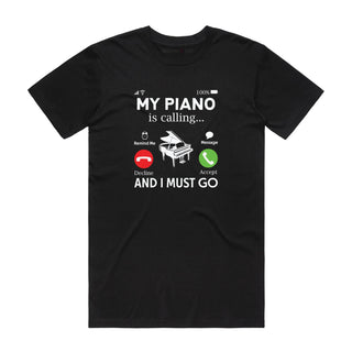 My Piano Is Calling - Music T-Shirt - Black Backyard Tees