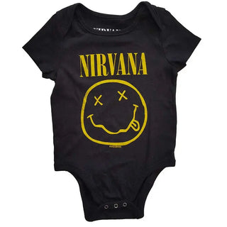 Nirvana - Happy Face - Baby Black Onesie Nirvana