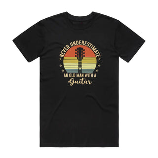 Old Man With Guitar - Music T-Shirt - Black Backyard Tees