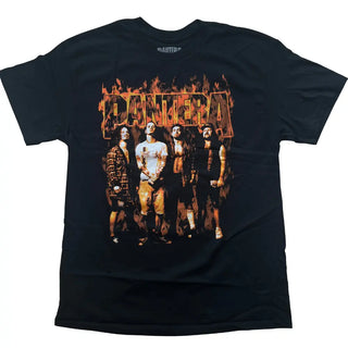 Pantera - Flame Band- Black T-Shirt (w/Back Print) Pantera