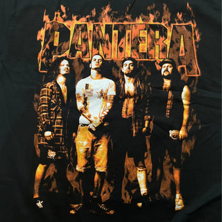 Pantera - Flame Band- Black T-Shirt (w/Back Print) Pantera