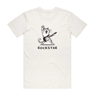 Rockstar Cat - Music T-Shirt - Natural Backyard Tees