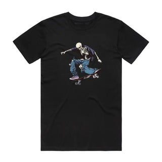 Skateboard Skeleton - Halloween T-Shirt - Black Backyard Tees