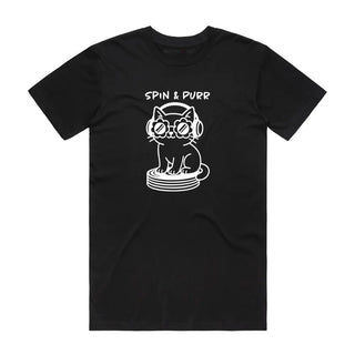 Spin And Purr - Cat T-Shirt - Black Backyard Tees