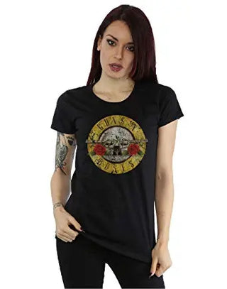 GNR - Classic Bullet Logo (Distressed) - Black T-Shirt Guns N' Roses