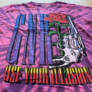 GNR - Use Your Illusion Pistol - Tie Dye Pink T-Shirt Guns N' Roses