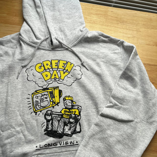 Green Day - LongView Doodle - Grey Pullover Hoodie Green Day