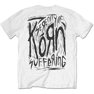 Korn - Scratched Type - White T-Shirt (w/Back Print) Korn