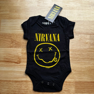 Nirvana - Smiley - Baby Black Onesie Nirvana