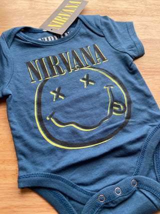 Nirvana - Smiley - Baby Navy Blue Onesie Nirvana