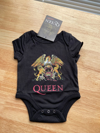 Queen - Classic Crest - Baby Black Onesie Queen