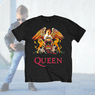 Queen - Classic Crest - Kids Black T-Shirt Queen