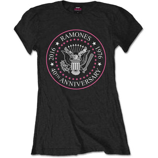 Ramones - Presidential Pink Seal - Ladies Black T-Shirt Ramones