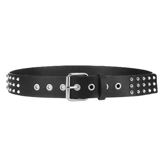Twisted Studded Black Leather Belt (110cm) Twisted Thread