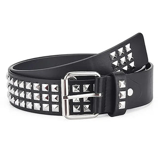 Twisted Studded Black Leather Belt for Young Rockers (105cm) Twisted Thread