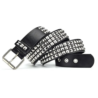 Twisted Studded Black Leather Belt for Young Rockers (105cm) Twisted Thread